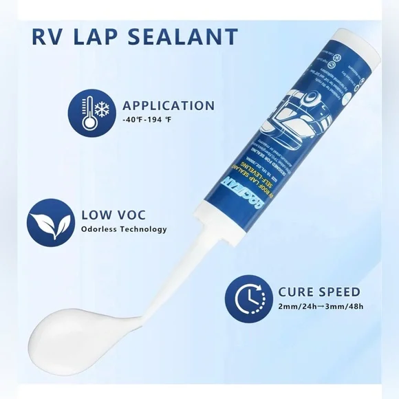 RV Roof Sealant Self-Leveling Lap Sealant White, Camper Caulk for RV Roof Repair - Picture 3 of 5